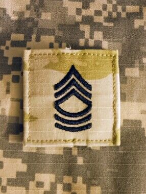 Master Sergeant (MSG) E8 OCP Rank Patch, Hook Fastener, Army Combat Uniform